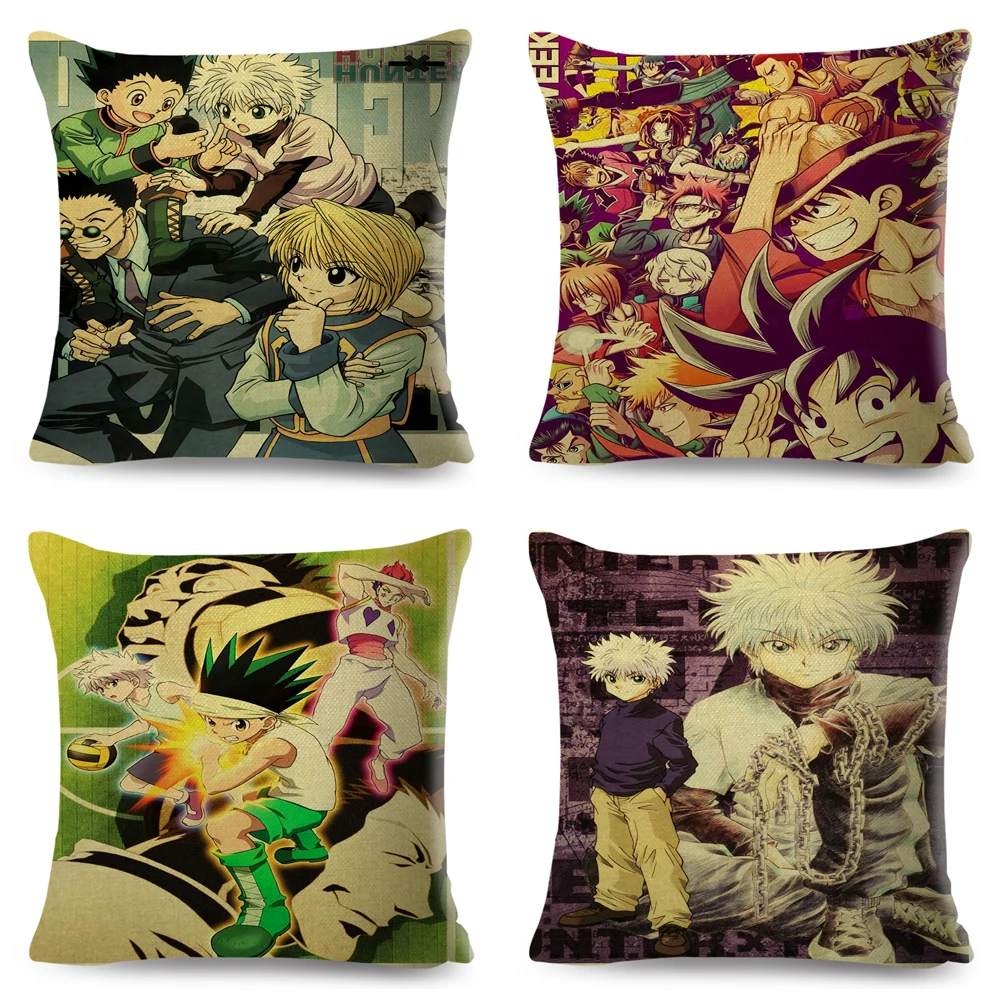 

HUNTER HUNTER Cushion Cover Decor Cartoon Classic Japan Anime Pillowcase Polyester Pillow Case for Sofa Home Car 45x45cm