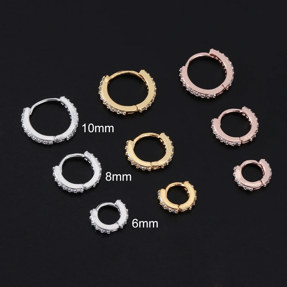 New Fashion Huggie Nose Ornament Punk Style CZ Ear Piercing 6/8/10mm Helix Cartilage Tragus Earrings Body Jewelry Accessories | Украшения и
