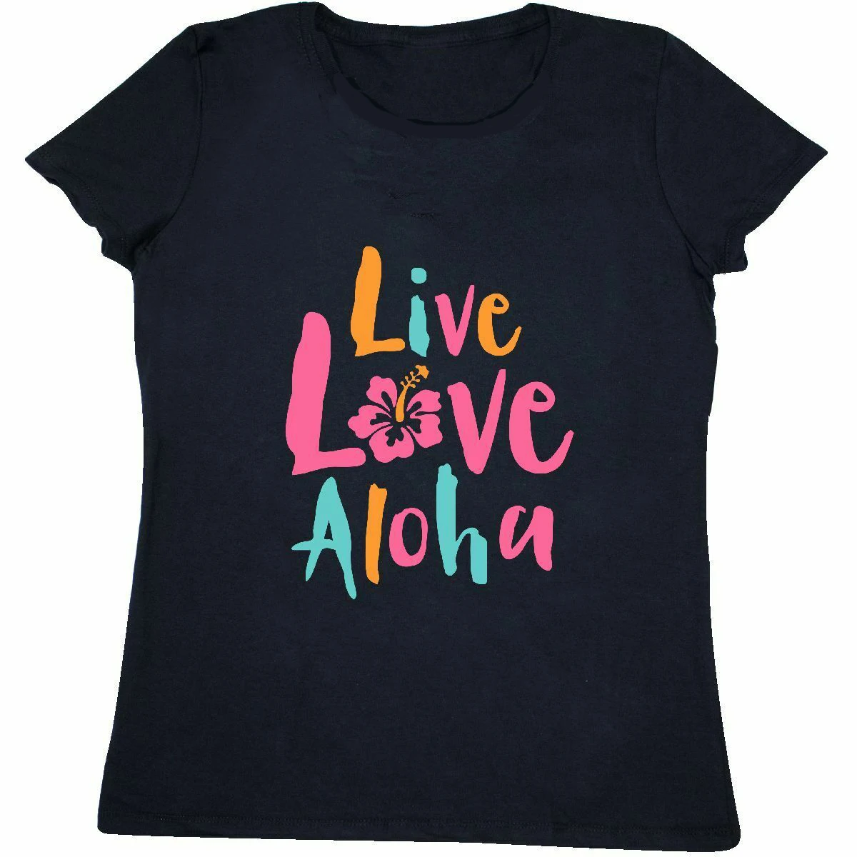 Live Love Aloha 2 Женская футболка с v образным вырезом Гавайская китайская Роза