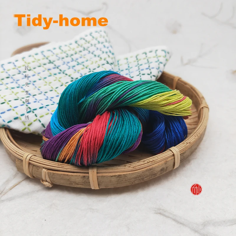 100 м/шт. Японский градиент цвета радуги Дарума Sashiko нить 100% хлопок 6 нитей Сделано в