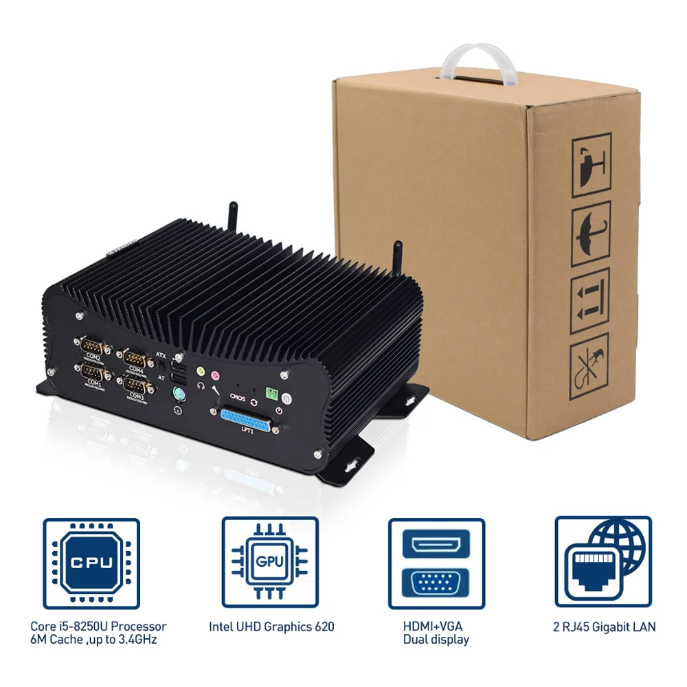 Kaufen Breite Spannung 36V Intel Core I5 10210u I7 10510U Industrielle Mini PC Mit GPIO LPT 7*24 Stunden Linux Computer 8565u WiFi 4G SIM AC