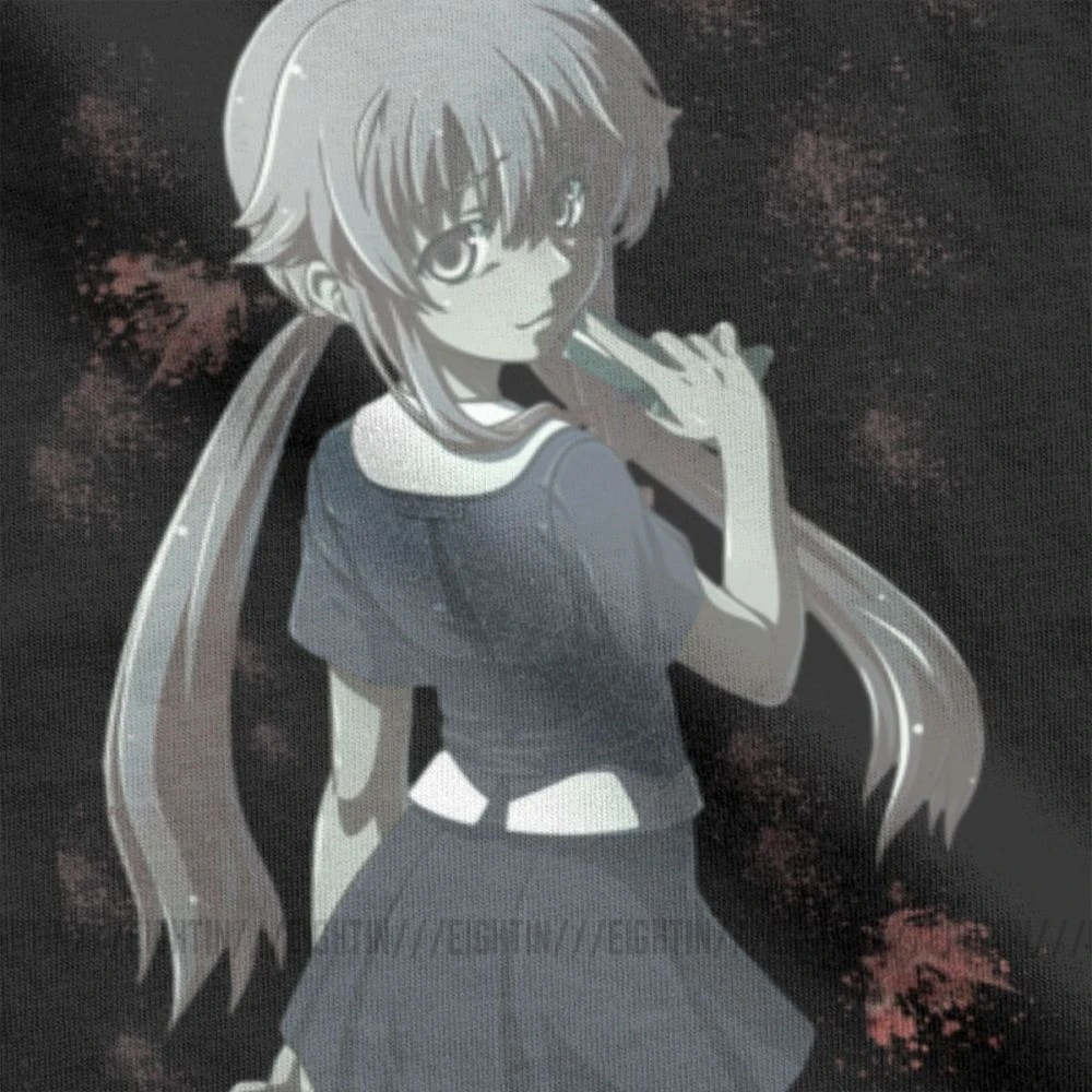 Мужские футболки Yuno Gasai хлопковые с коротким рукавом Mirai Nikki Аниме Манга будущее