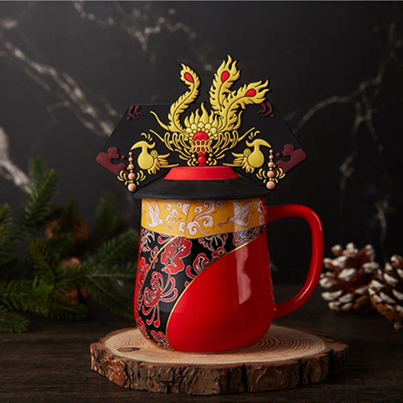 

Dragon and Phoenix Lovers Cup Chinese Style Ceramic Mark Cup Wedding Partner Gift Suit Mugs Gift