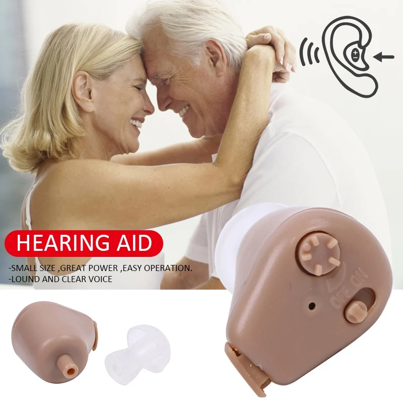 

1 Pair Hearing Aids Rechargeable Sound Amplifier ITE Invisible Hearing Severe Loss Ear Aid For Elderly Deaf