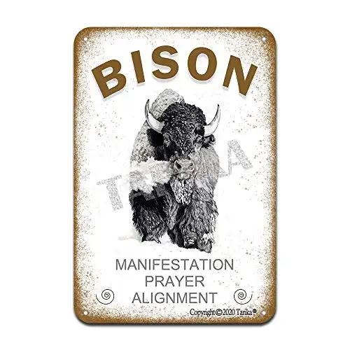 

Bison Manifestation Prayer Alignment Iron Poster Painting Tin Sign Vintage Wall Decor for Cafe Bar Pub Home Beer Decoration Craf