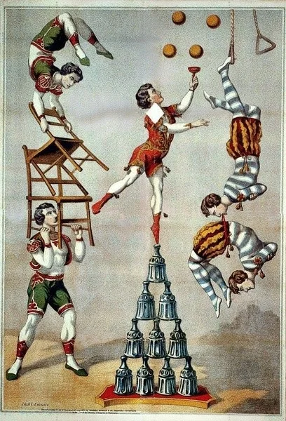 

Retro tin paintings Vintage Acrobatic Act Jling Balls 1870 Circus Large Metal Tin Sign Poster