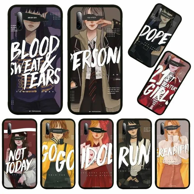 

pepakomi Bts Perfect black Phone Case For Huawei Honor View V 5 7 8 9 10 20 30 X S Play Lite Pro Cover