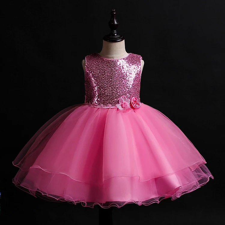 pink Красивые детские летние платья принцессы для маленьких девочек на свадебную вечеринку; цвет розовый, белый, Ледяной Синий для детей от 2 до 10 лет - Цвет: pink