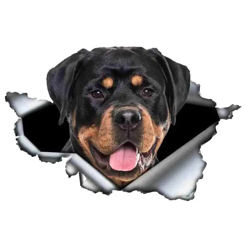 13 см X 8 забавная Автомобильная наклейка Rottweiler рваная металлическая