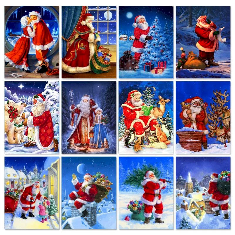 

Christmas Village Coloring By Numbers Painting Set Acrylic Paints 40*50 Painting On Canvas Handmade Crafts Adults Draw Number