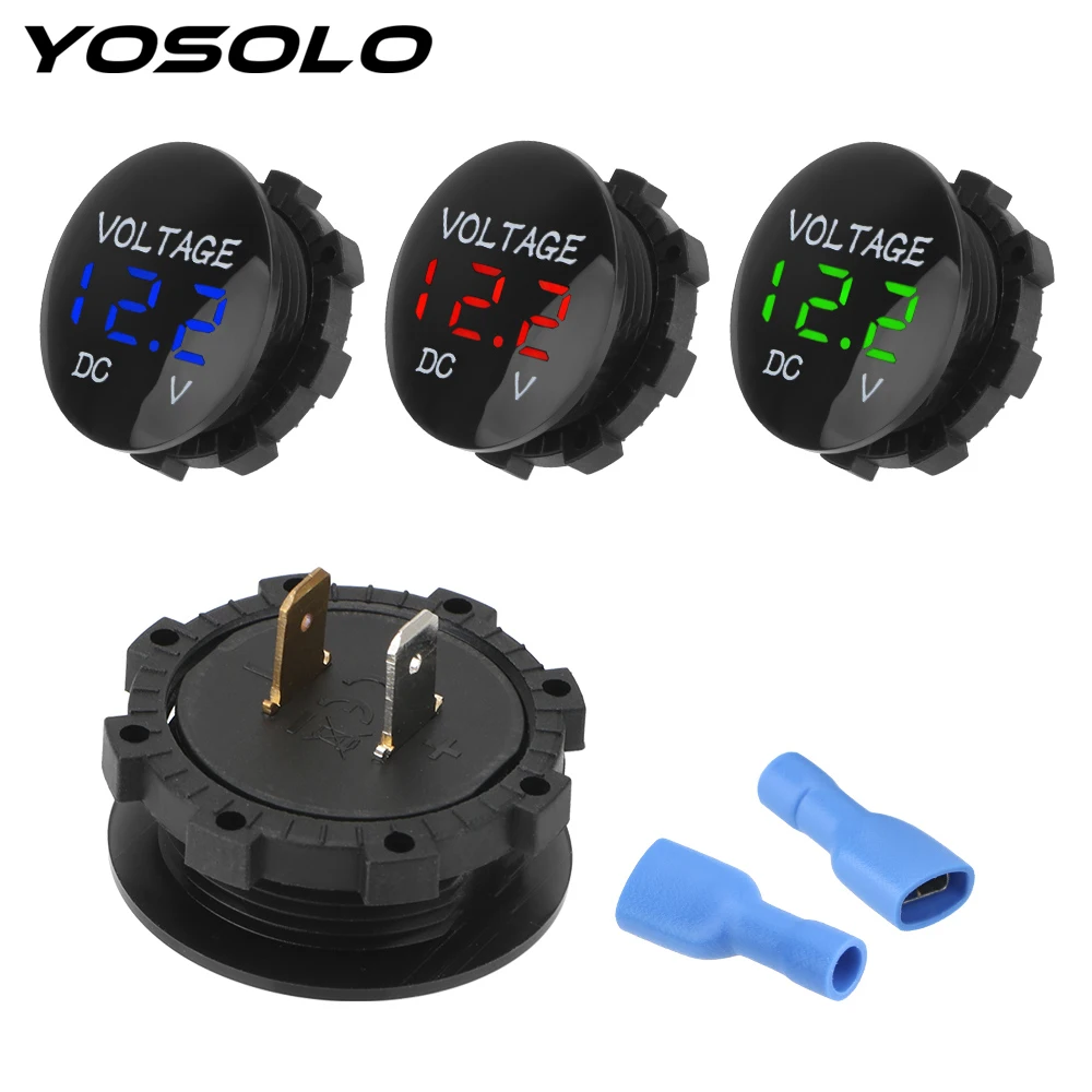 

YOSOLO Voltage Meter Tester Led Display For Car Auto Motorcycle DC 12V-24V Mini Digital Voltmeter Ammeter
