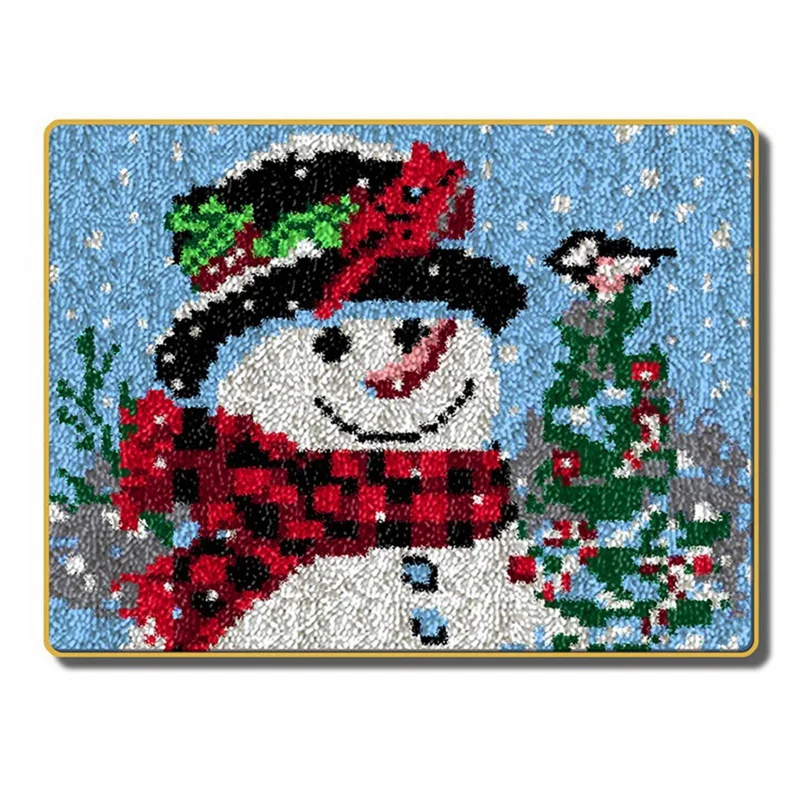 

Latch Hook Kit, DIY Crochet Yarn Kits, 20.4 X 14 Inch Christmas Snowman Rug Making Crafts For Kids Adults And Beginners