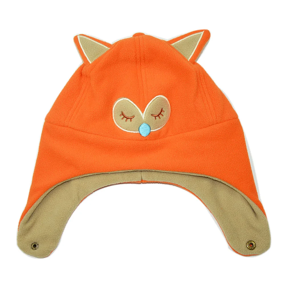 Новинка 2019 года детская зимняя шапка с рисунками животных лиса медведь ушами из