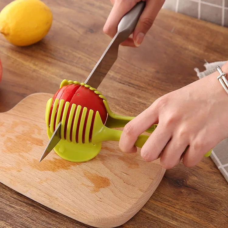 

1pcs Plastic Potato Slicer Tomato Cutter Tool Shreadders Lemon Cutting Holder Cooking Tools Kitchen Accessories