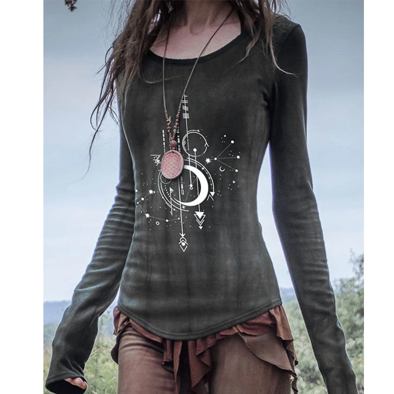 Винтажный готический костюм с принтом рубашка Викинга топы для взрослых и женщин