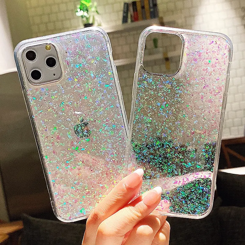Luxury Shining Glitter Cover for iPhone 11 Pro XS Max XR Transparent Silicon Case 8 7 6S Plus Bling Sequins Hoesjes |