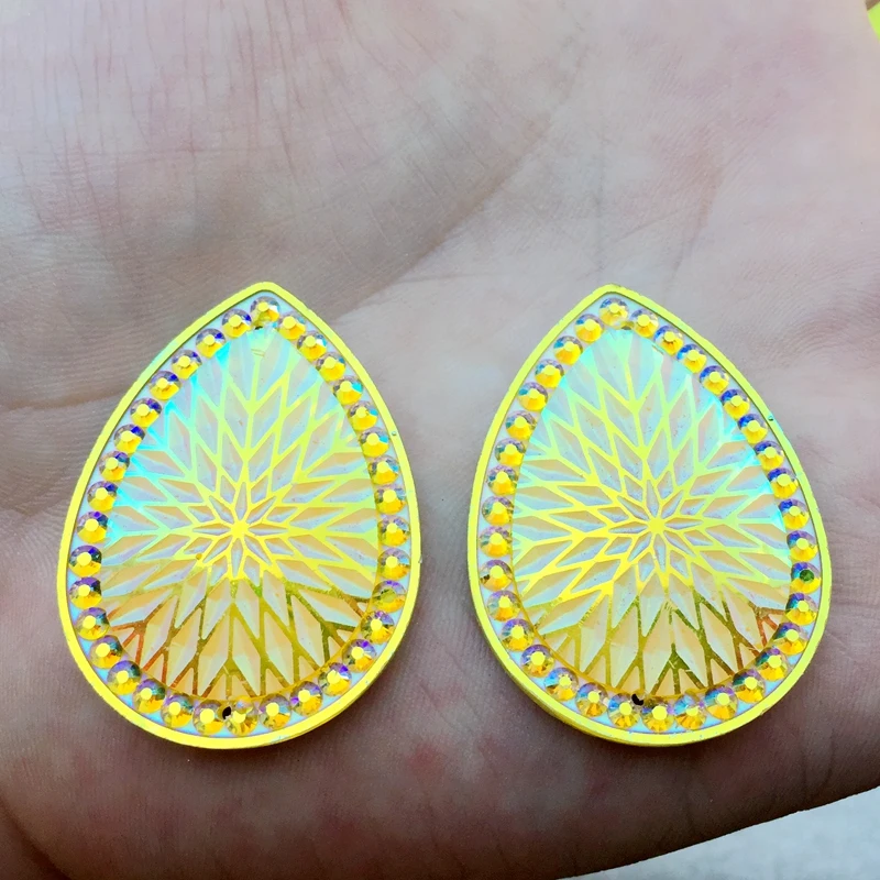 8 шт 30*40 мм геометрический узор AB Смола Стразы аппликация с камнями и кристаллами