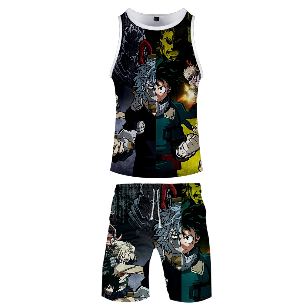 

Мужской спортивный костюм My hero Внешний 3D из двух частей, новая баскетбольная форма в стиле Харадзюку, летняя облегающая повседневная одежда