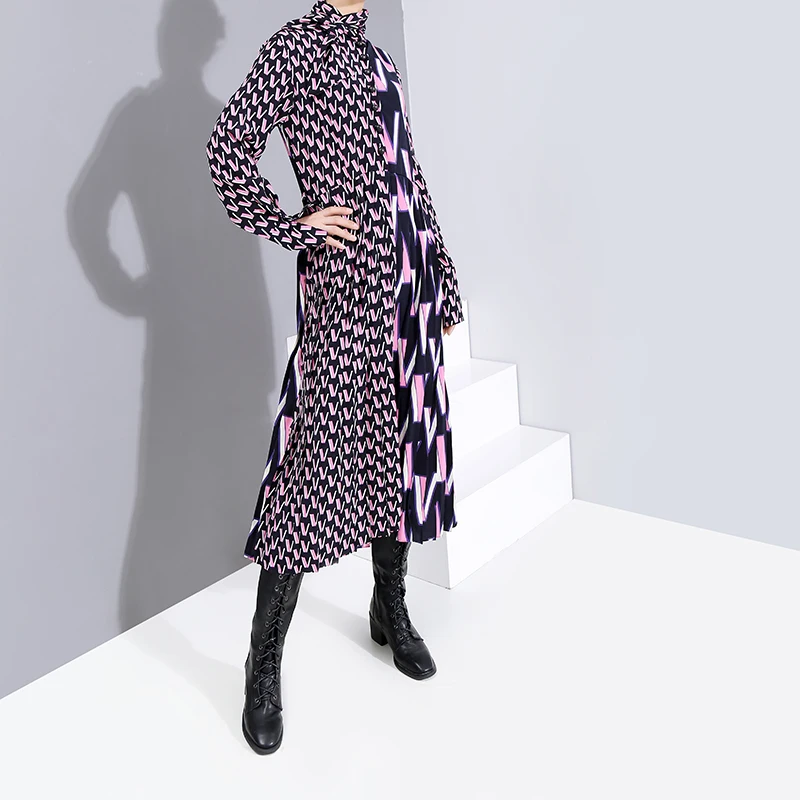 Новинка 2021 женское платье с длинными рукавами в Корейском стиле розовое