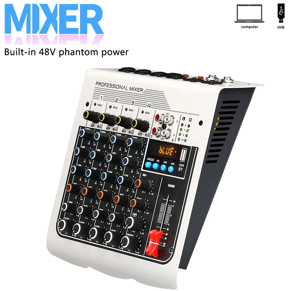 MX-400 Audio микшер 6 каналов USB звуковая карта интерфейсная консоль с Bluetooth 48V