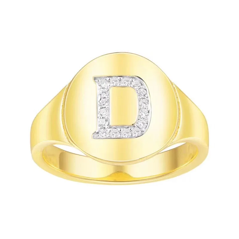 Ново-проектированные круглые серьги с золотой Циркон Начальная буква кольца для