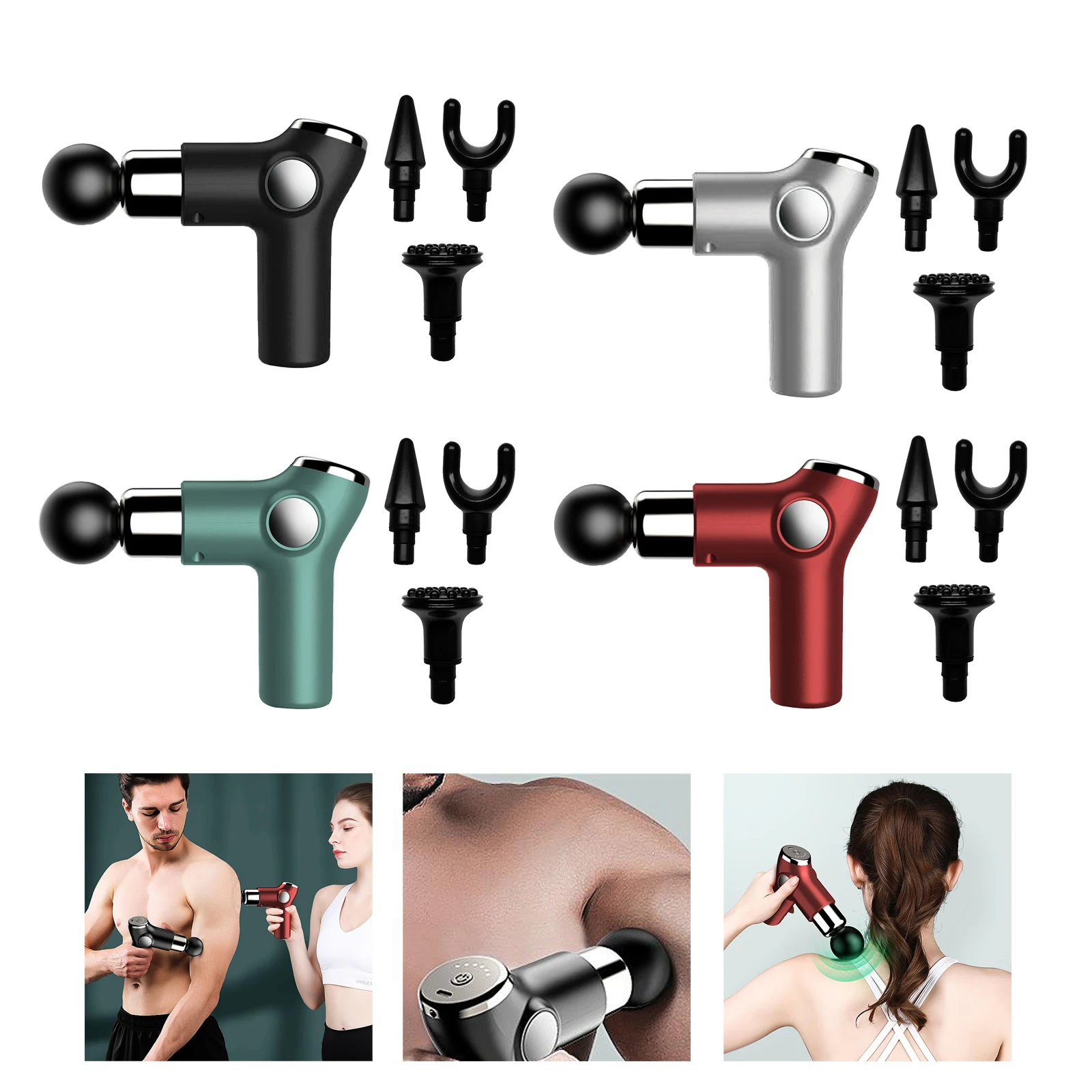 

Home Massage Gun Percussion Deep Tissue Massager Body Muscle Relax 4 Heads Fascia Gun Deep Muscle Massager Relaxation