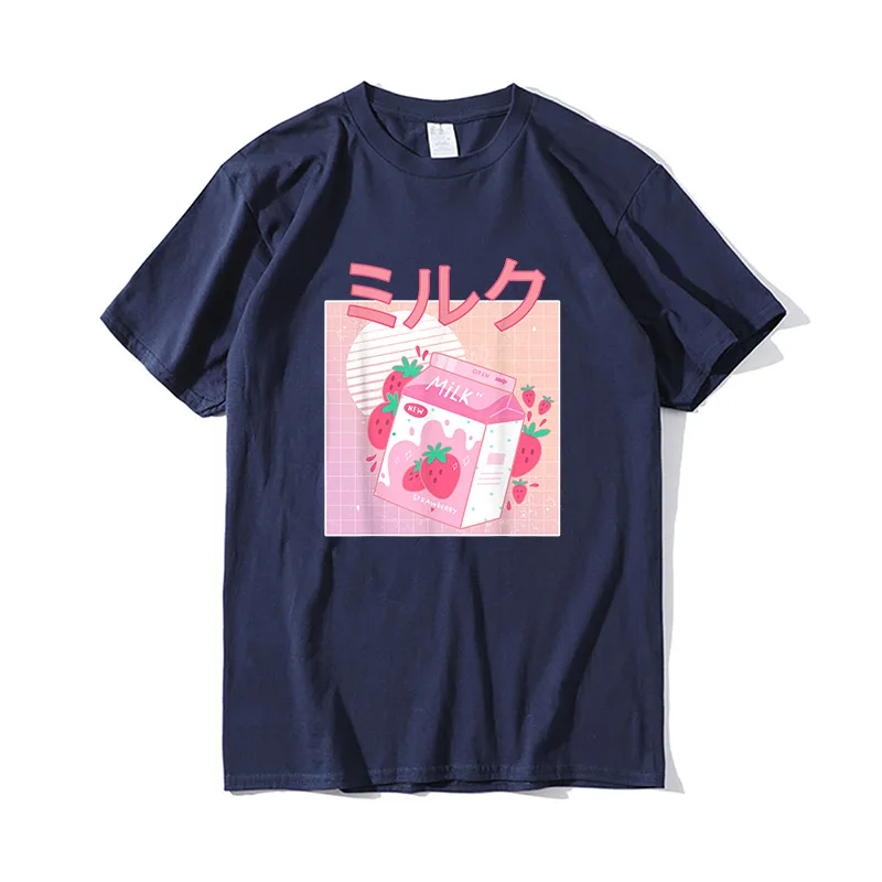 

Strawberry Milkshake Carton Creamy Milk Kawaii Funny Retro 90s Japanese Kawaii Funny Unisex T-Shirt 2021 New Arrival Tee For Men