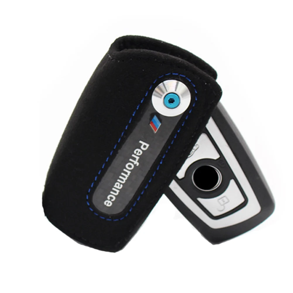 

Leather Carbon Fiber Key Case Keychain Holder Cover Bag Leather Emblem for BMW X3 X4 1 3 4 5 6 7 series 3 5 series GT F11 F15
