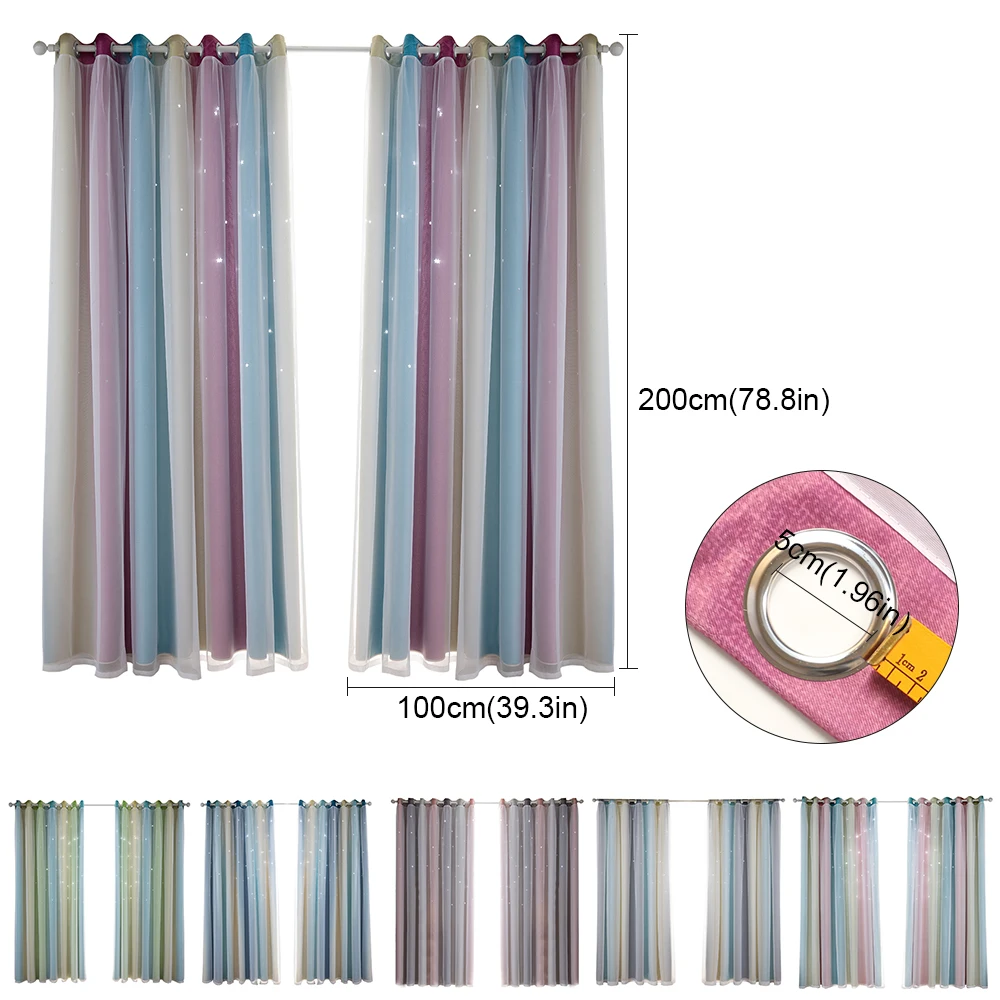 1x2 м простые европейские занавески для гостиной на окно с полыми звездами девочек