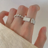 925 silver personality geometric stitching retro fashion hip hop exclamation mark adjustable index finger ring for women jewelry