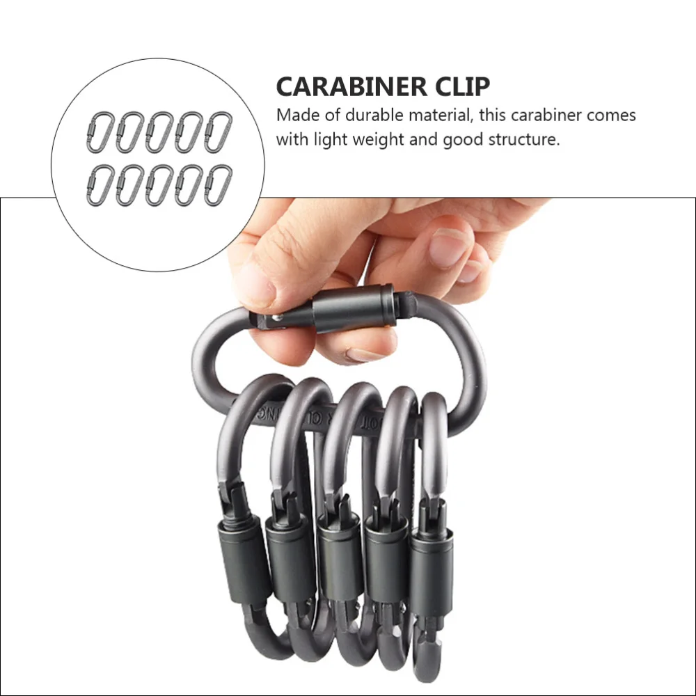 

10pcs Aluminum Alloy D-ring Outdoor Camping Hook Professional Camping Accessory
