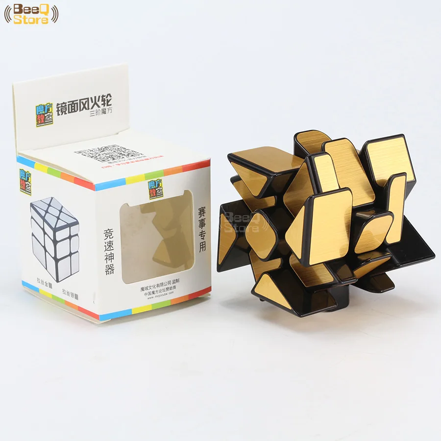 Mofangjiaoshi Windmirror Cube Magic Fire Wheels Золотой Серебристый Матовый скоростной куб 3x3x3 для