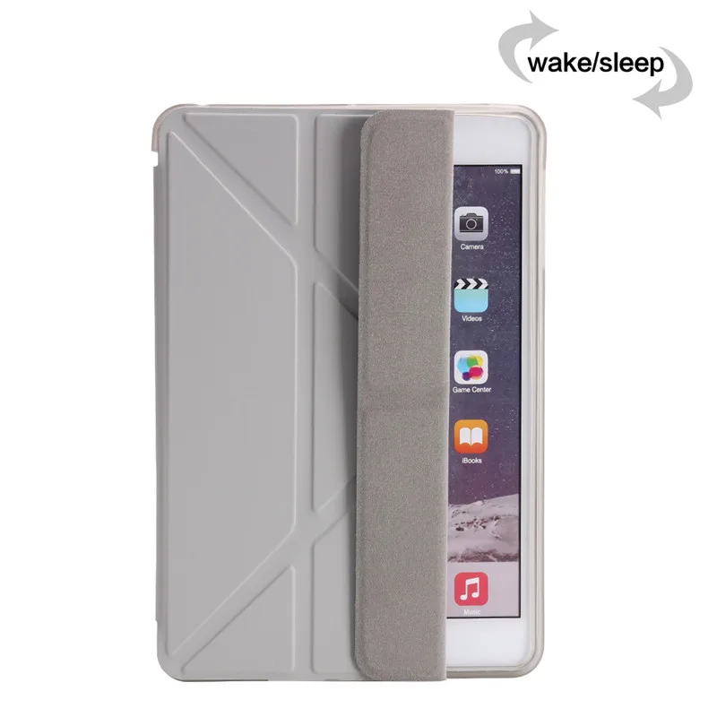 Мини смарт-чехол для apple Ipad mini 1 mini 2 mini 3, чехол для планшетов, гибкая мягкая ТПУ Силиконовая задняя крышка, pu кожаный чехол+ стилус - Цвет: gray