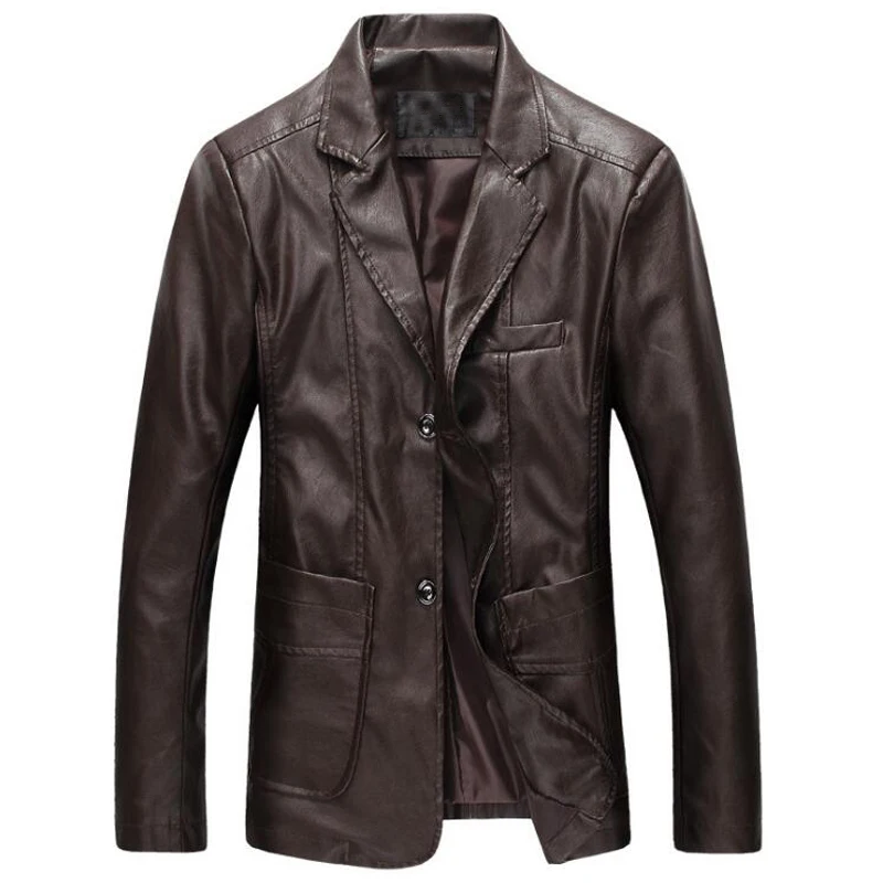 Официальные мужские кожаные куртки и пальто высокого качества однобортный новый