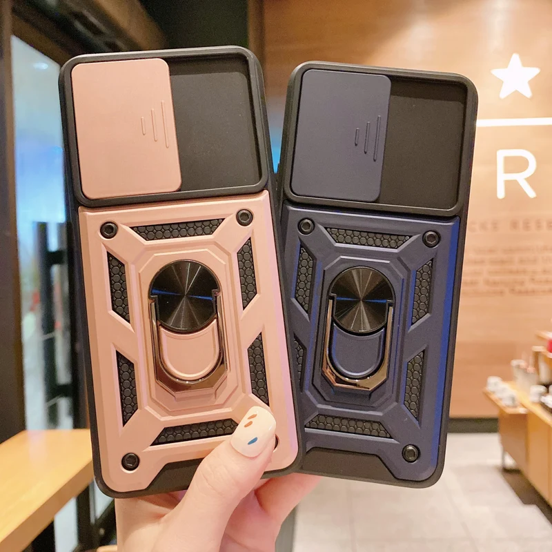 

Slide Armor Shockproof Phone Case For Vivo Y93 Y91C Y91I Y91 Y95 Y51 2020 Y31 Y20 Y20S Y30 Y17 Y11 Y12 Y15 V21E V21 Ring Cover