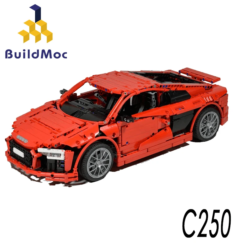 BuildMoc для MOC Lamborghini Audi R8 V10 Ferrarii 458 Строительные блоки Набор игрушек DIY развивающий