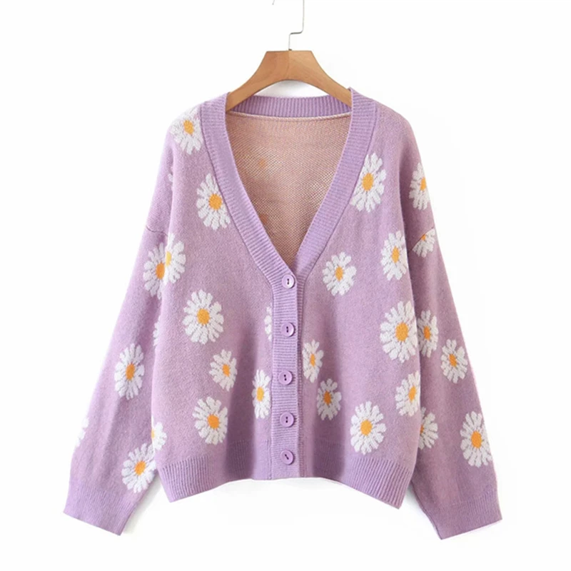 

2021 Spring Autumn Fashion New High-Quality Single-Breasted V-Neck Long-Sleeved Knitted Cardigan Jacket Top Trend H071