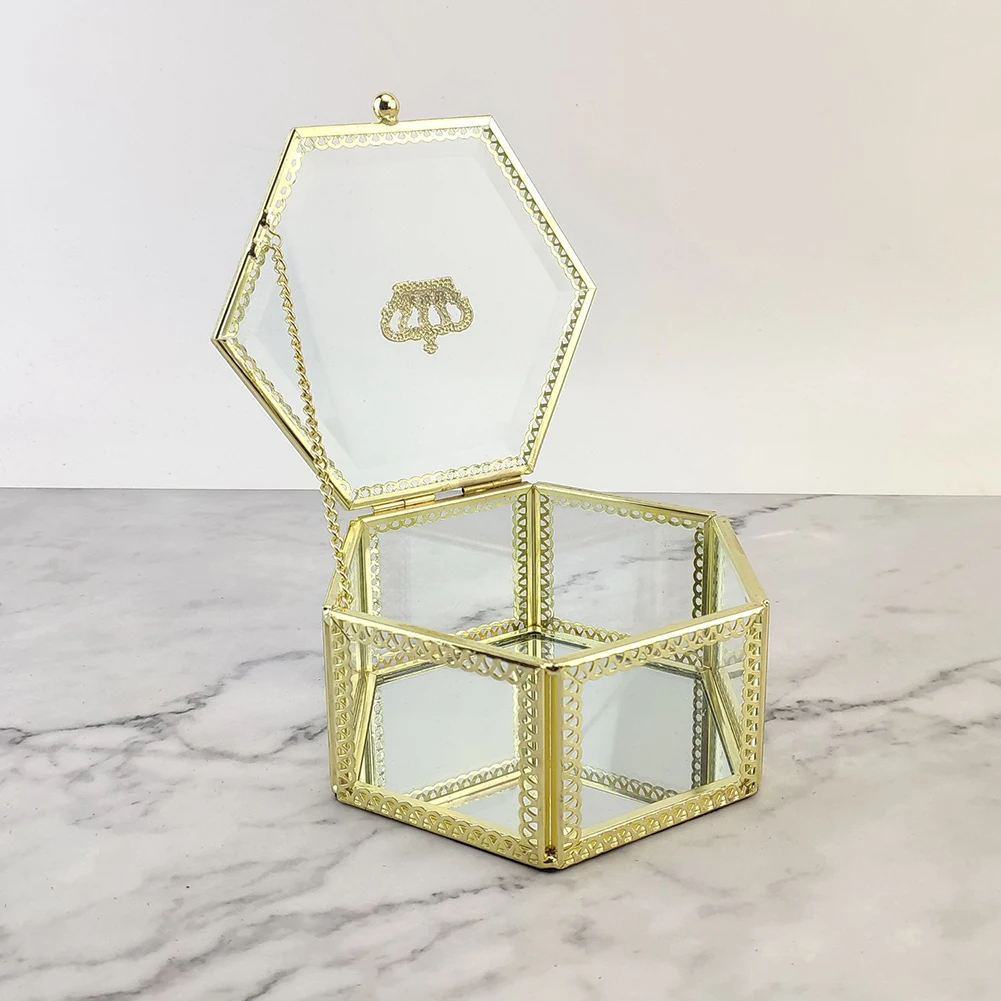 

Nordic Geometrical Clear Glass Jewelry Box Jewelry Organize Holder Ring Box Necklace Bracelets Earrings Jewelry Storage box