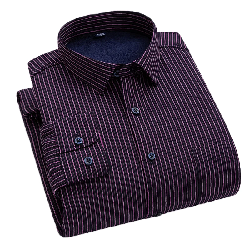 Рубашка AOLIWEN бренда 2021 Новинка зимняя брендовая плотная удобная теплая Модная Мужская Повседневная рубашка в полоску с длинными рукавами
