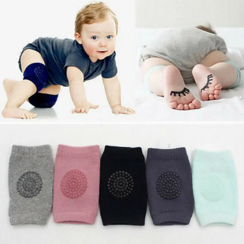 Codo antideslizante de seguridad para beb&eacute;s, rodillera para gatear, transpirable con estampado de letras, Protector de calentador para ni&ntilde;os peque&ntilde;os, 1 par-0
