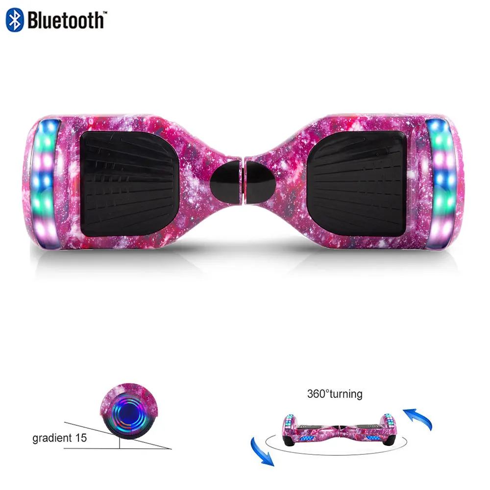 Ховерборд 6 5 дюймов Galaxy Фиолетовый Bluetooth электрические скутеры светодиодный