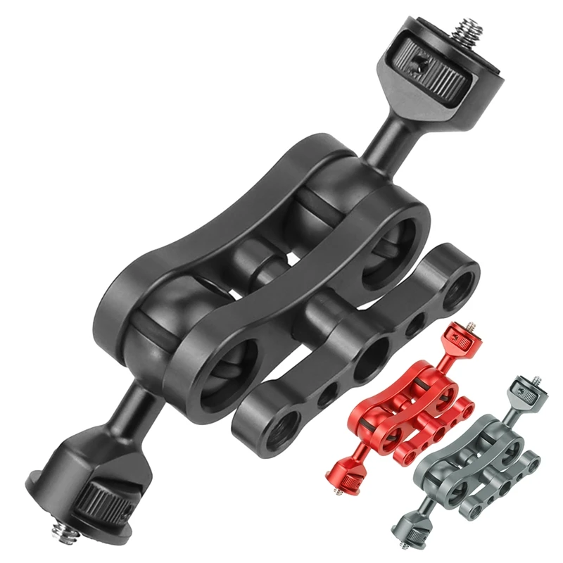 

Double 1/4 Ball Head Adapter Magic Arm Crab Clamp 3/8 Mount Light Field Monitor Camera Stand Bracket