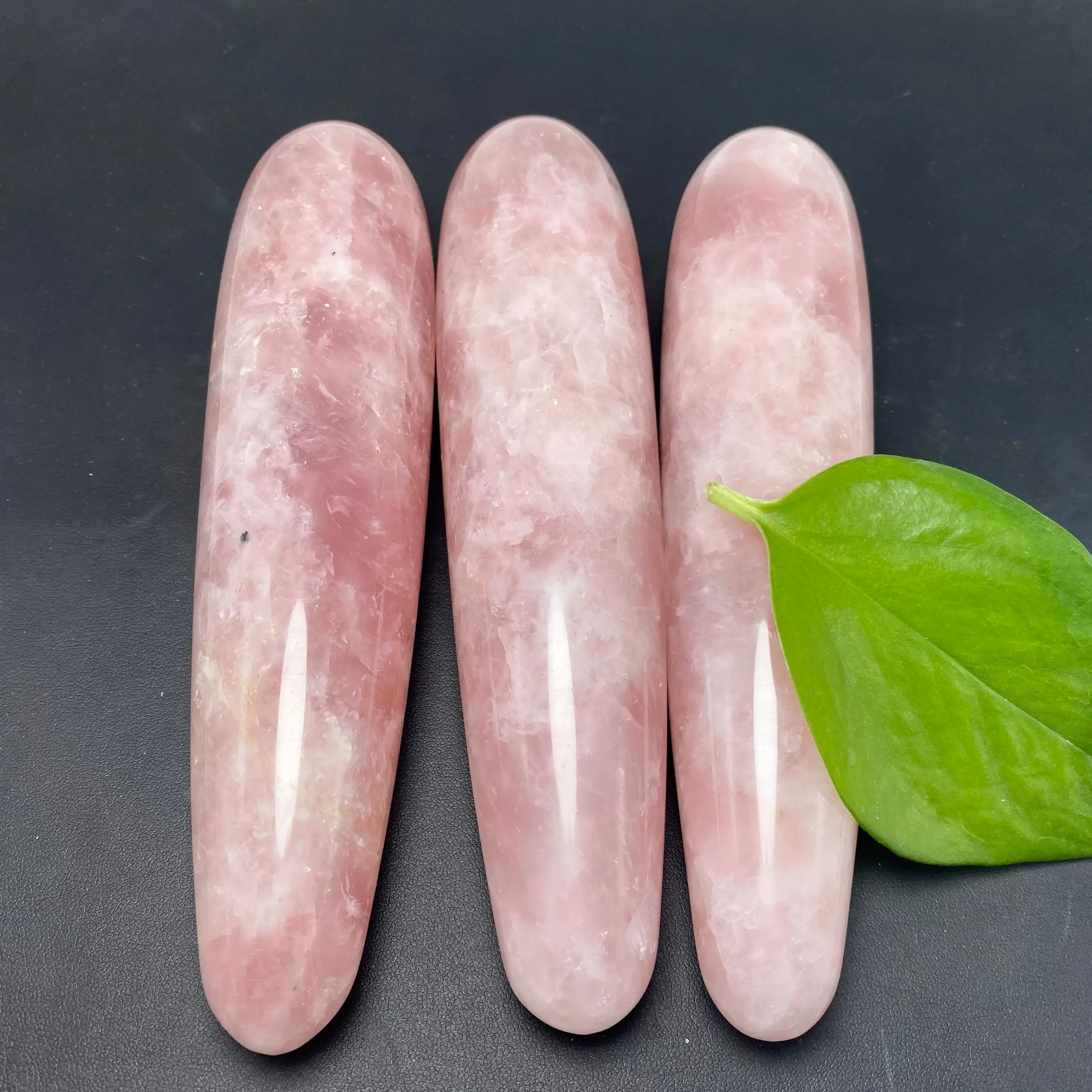 

18mm Real Rose Quartz Yoni Wand Pink Crystal Massager Stick Pleasure Wand Natural Stone GuaSha Stick Gemstone Crafts Ornament
