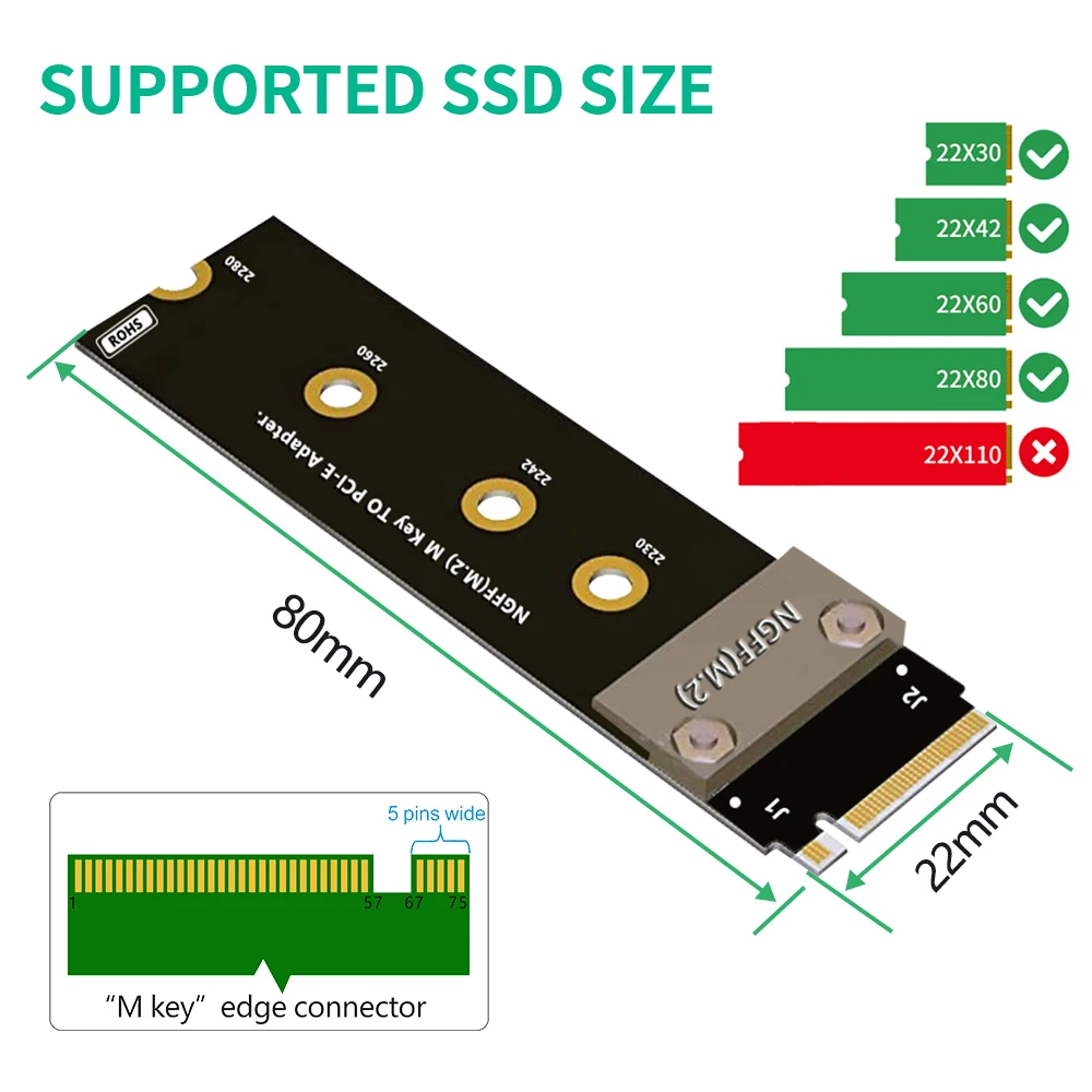 M.2 NVME M-key к PCI-E 3 0 16X Удлинительный кабель высокоскоростной стабильный Расширенный