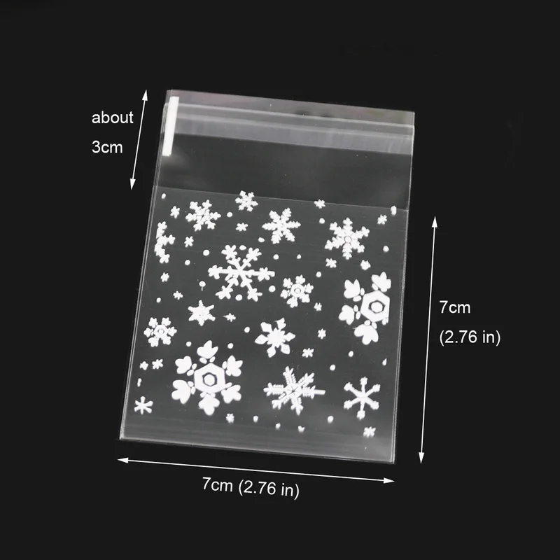 7x7cm snowflake 100 шт 7x7 см веселое рождественское печенье конфеты пластиковые пакеты прозрачные вечерние Подарочные Сумки Канцелярские принадлежности пластиковый конверт - Цвет: 7x7cm snowflake