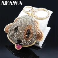 2022 cut crystal pet dog key chain for women big animal bag accessories gold color jewelry acier inoxydable bijoux kxhk3s01