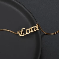 mydiy stainless steel box chain fashion old english name necklaces handmade custom number birth year charm jewelry wedding gifts