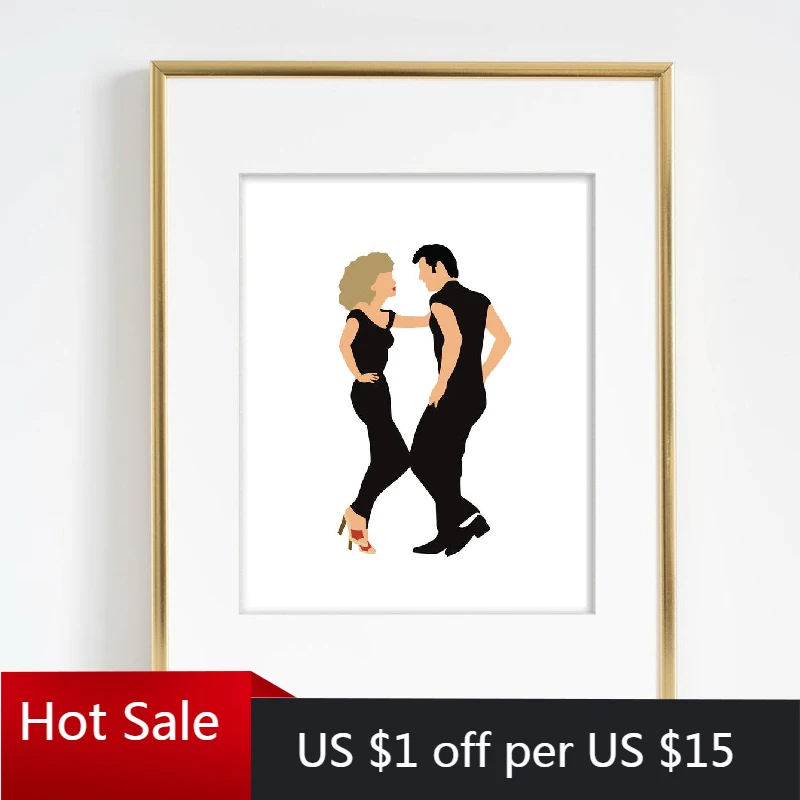 Картина на холсте паста принты фильма два человека танцующий ВИНТАЖНЫЙ ПЛАКАТ