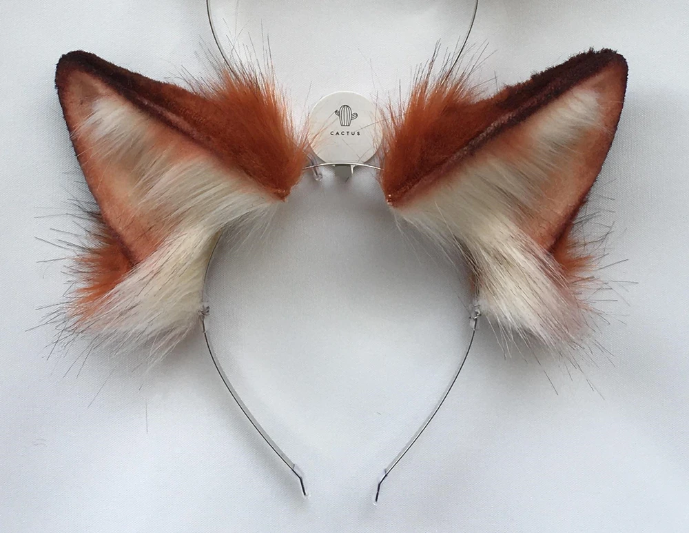 Новый ручной работы серый заячьи кроличьи уши Толстовка с принтом лисьей морды