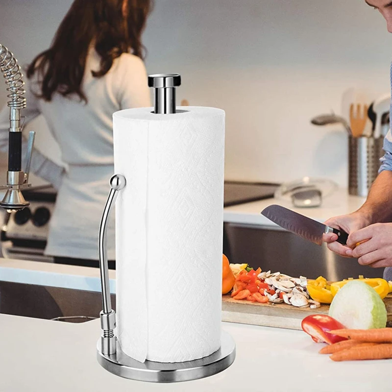 

Tissue Paper Towel Holder Stainless Steel Standing Paper Towel Organizer Roll Dispenser for Kitchen Countertop Home Dining Table